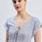 Maxi Tiered Dress with Front-ties in Linen Stripes