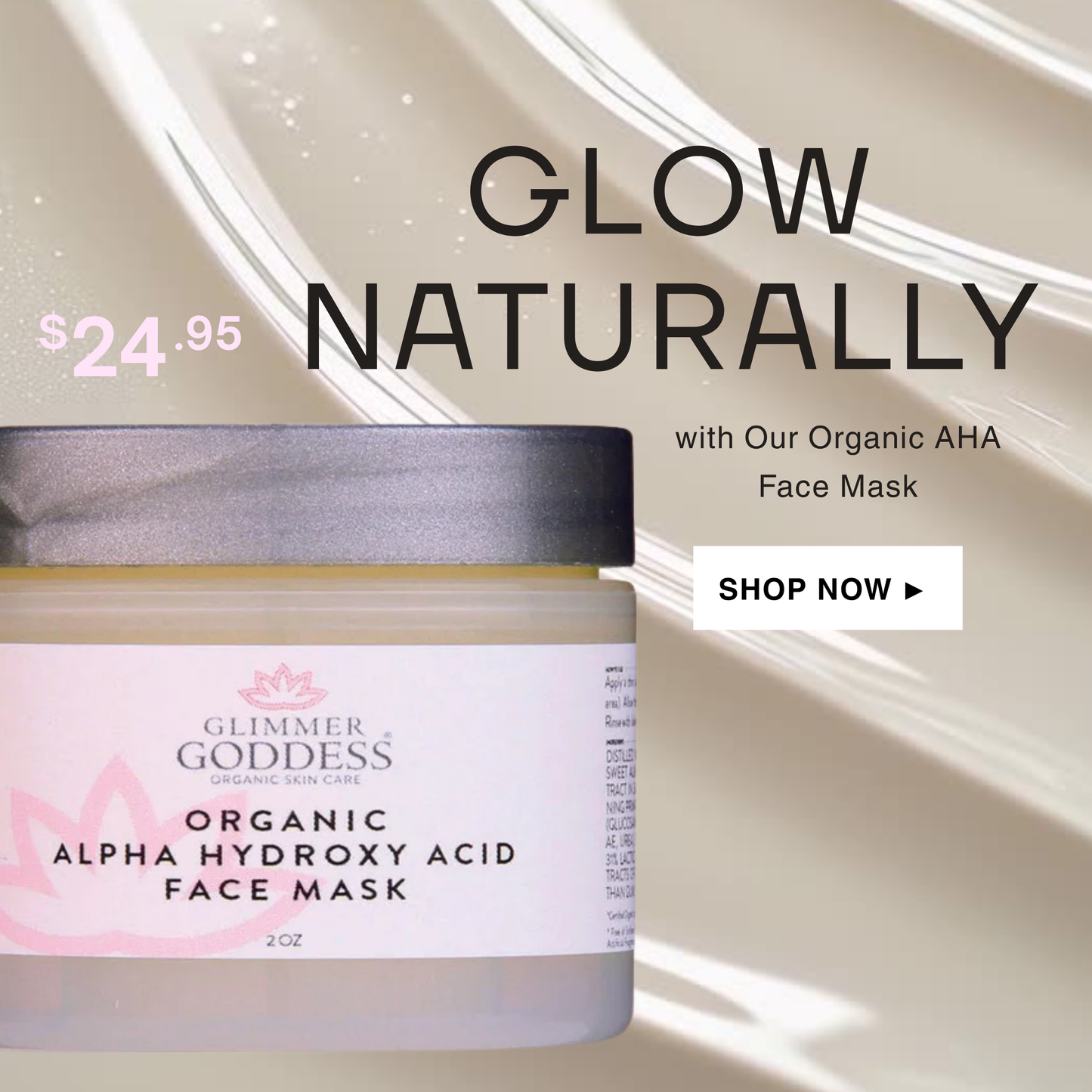 Organic Alpha Hydroxy Acid Face Mask – AHA Renewing Mask for Exfoliation, Glow & Anti-Aging