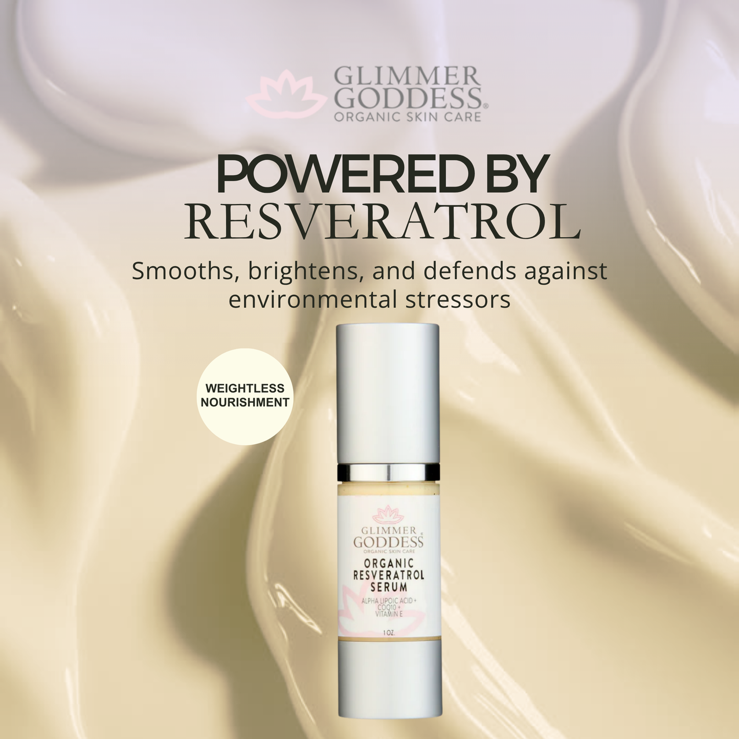Organic Resveratrol Serum – Instant Firming Antioxidant Serum with CoQ10 for Wrinkles & Radiance