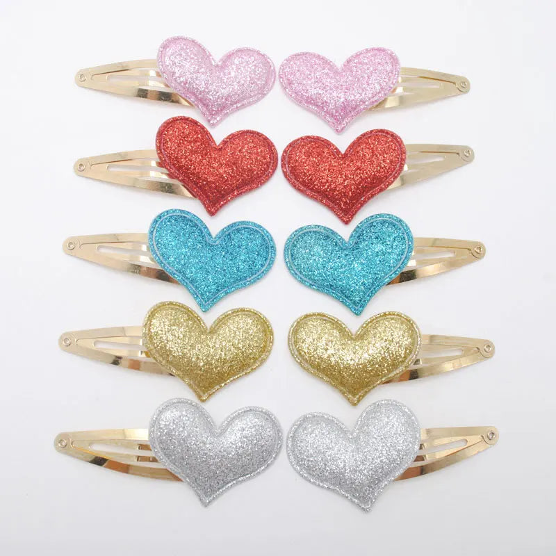 10 Stück/Los Kleine Mädchen-Haarspangen Glitzernde Herzchen Geburtstagsgeschenk Baby Mädchen Haar-Accessoires Kinder Haarspange für Kinder