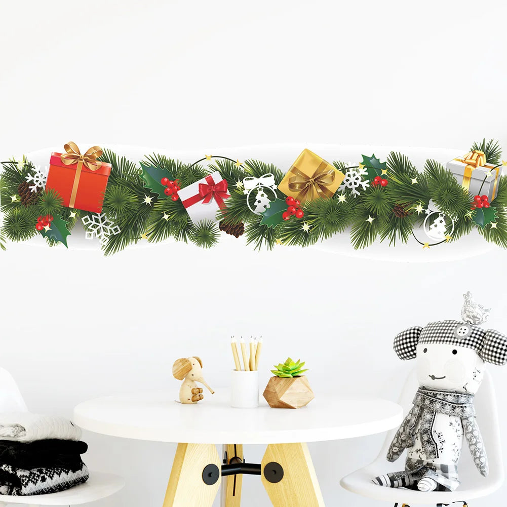 Weihnachten Kiefernzweig Taille Linie Wandaufkleber Wohnzimmer Fußleisten Dekoration Neujahr Tapete Home Decor Fußleisten Aufkleber