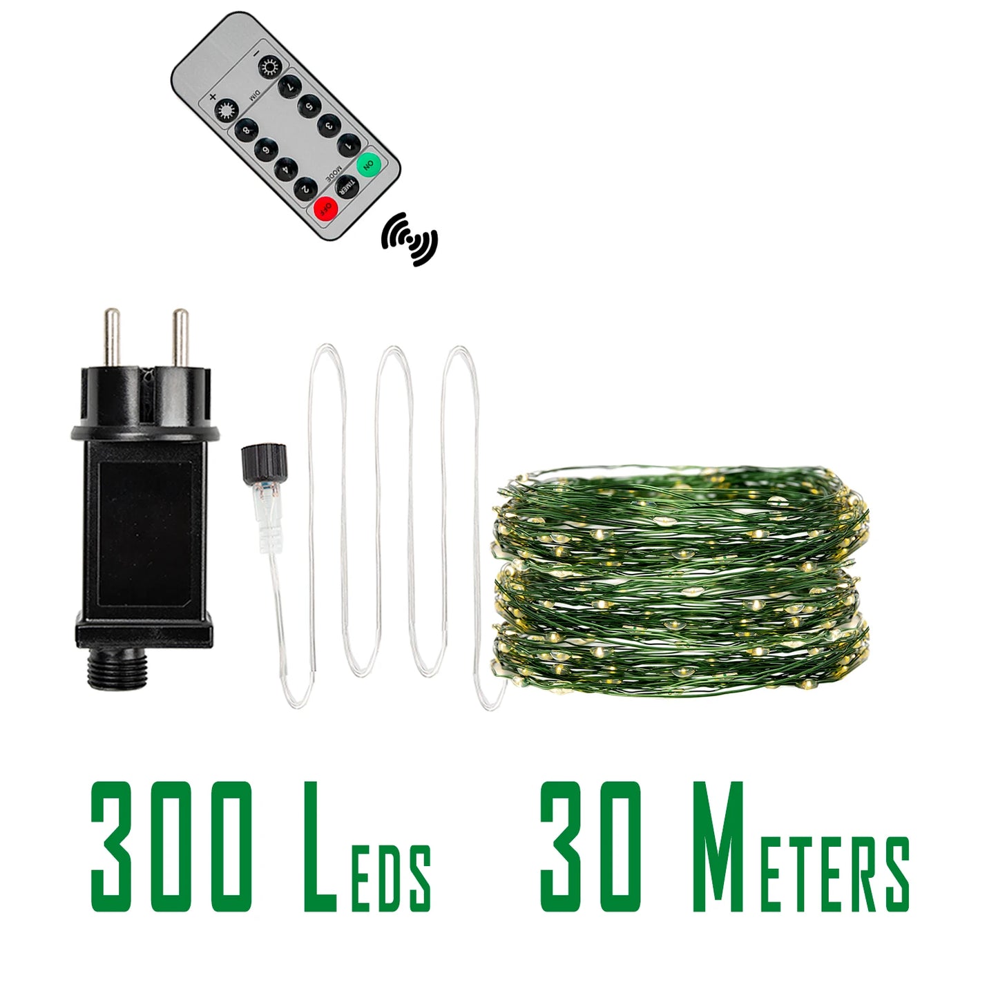 200M Green Wire 8 Modes Fairy String Light Waterproof Firefly Lamp Remote Decoration For Christmas Halloween Bedroom Wedding