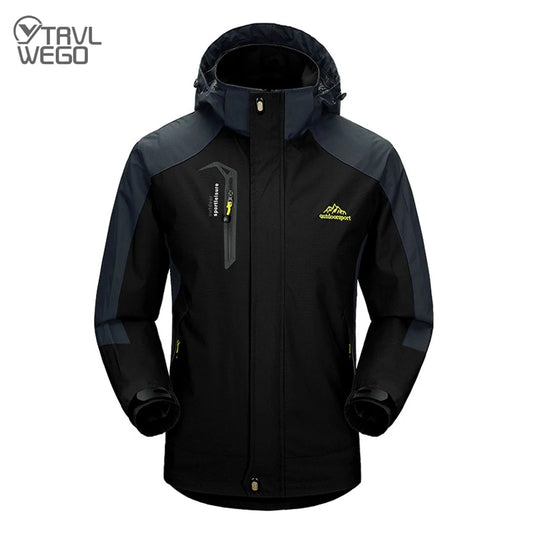 TRVLWEGO Camping Wanderjacke Herren Herbst Outdoor Sportmäntel Klettern Trekking Windbreaker Reise Wasserdichte Jacken Schwarz