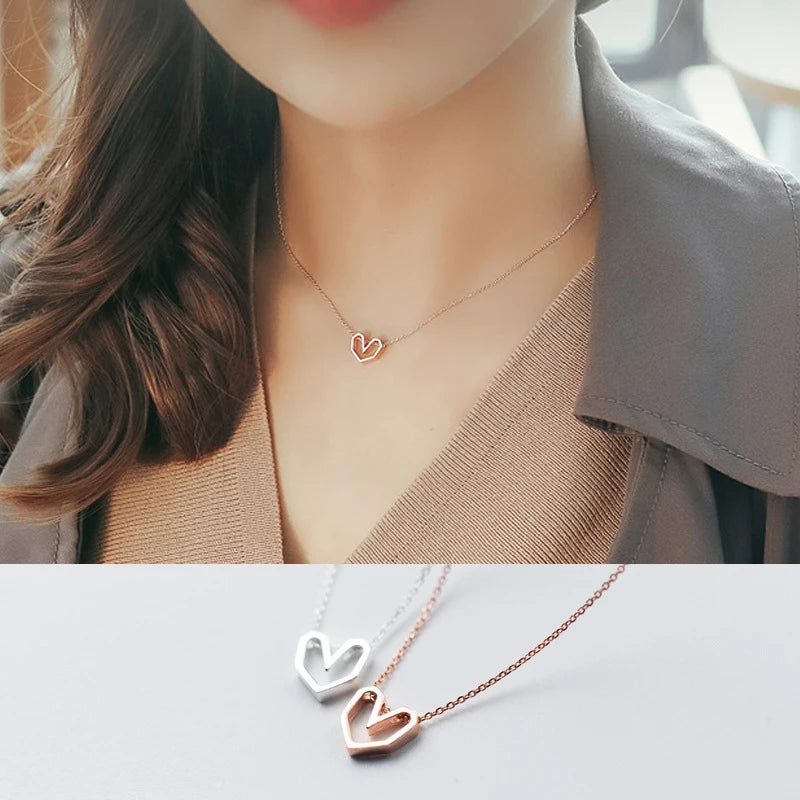 Modian Roségold Farbe Geometrische Herz Halskette Anhänger Sexy 100% 925 Sterling Silber Anhänger für Frauen Party Schmuck Geschenk