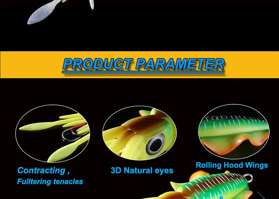 SUNMILE Angel-Gummiköder Tintenfisch 20g/60g/80g/100g/120g/150g Leuchtend/UV-Tintenfisch-Jig Angelköder für Meeresangeln Wobbler Köder