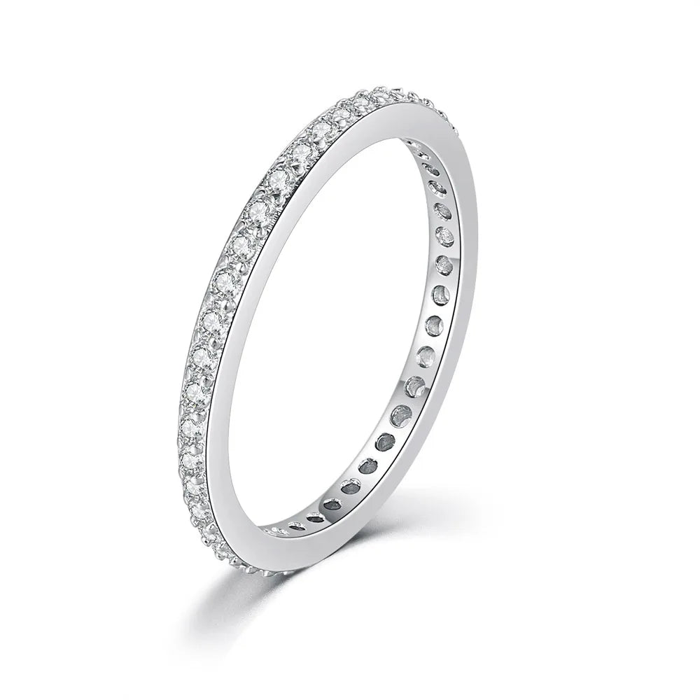 Delicate Thin Microscope Finger Dainty Rings For Women Female Promise Engagement Women's Ring Silver Color Zircon Jewelry R638