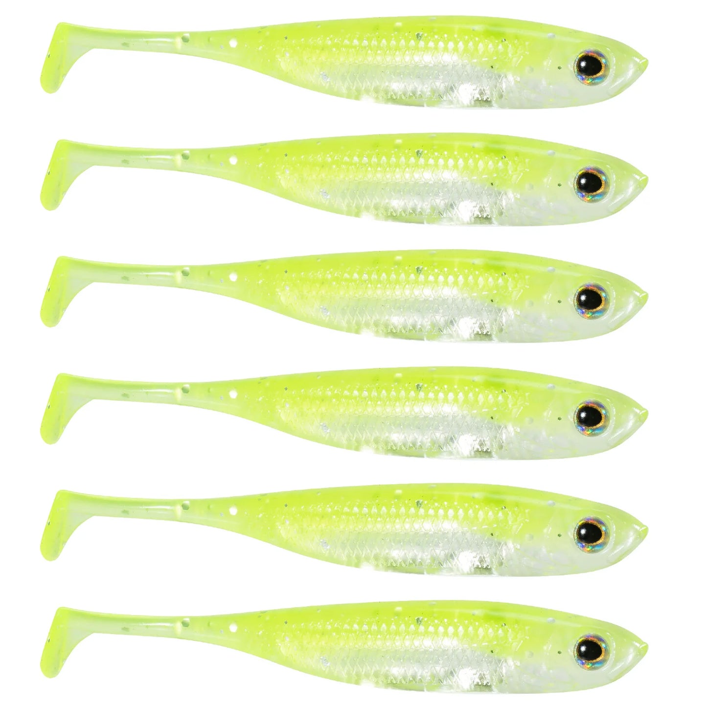 Dr.Fish 5/6 Stück Angelköder Weichplastik Silikonköder Paddelschwanz Shad Wurm Swimbait Süßwasser Barsch Forelle 70mm 80mm 100mm