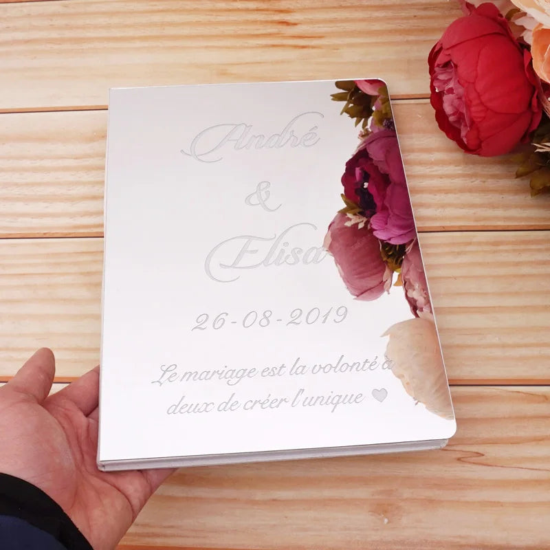 Custom Acrylic Mirror White Blank Guestbook Wedding Signature Guest Book Personalized Baptism Event & Party Decor Favors Gifts