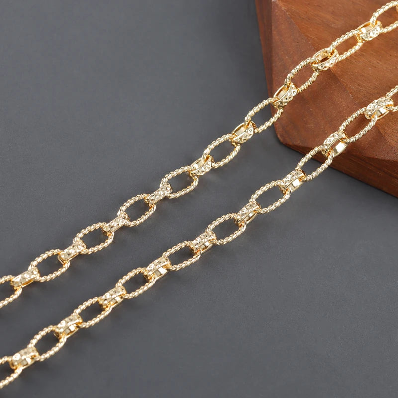 YEGUI C257, DIY-Kette, 18 Karat vergoldet, Kupfer, rhodiniert, Anhänger, Schmuckzubehör, Schmuckherstellung, DIY-Armbandkette, 1m/Los