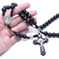 Black Wooden Christ Jesus Cross Religious Necklace Catholic Rosary Necklace Church Souvenirs Prayer Pendant Necklace