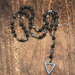 Tiger Eye Stone Bead & Hematite Cross Pendant Necklace for Men Women Catholic Christ Rosary Cross Pendant