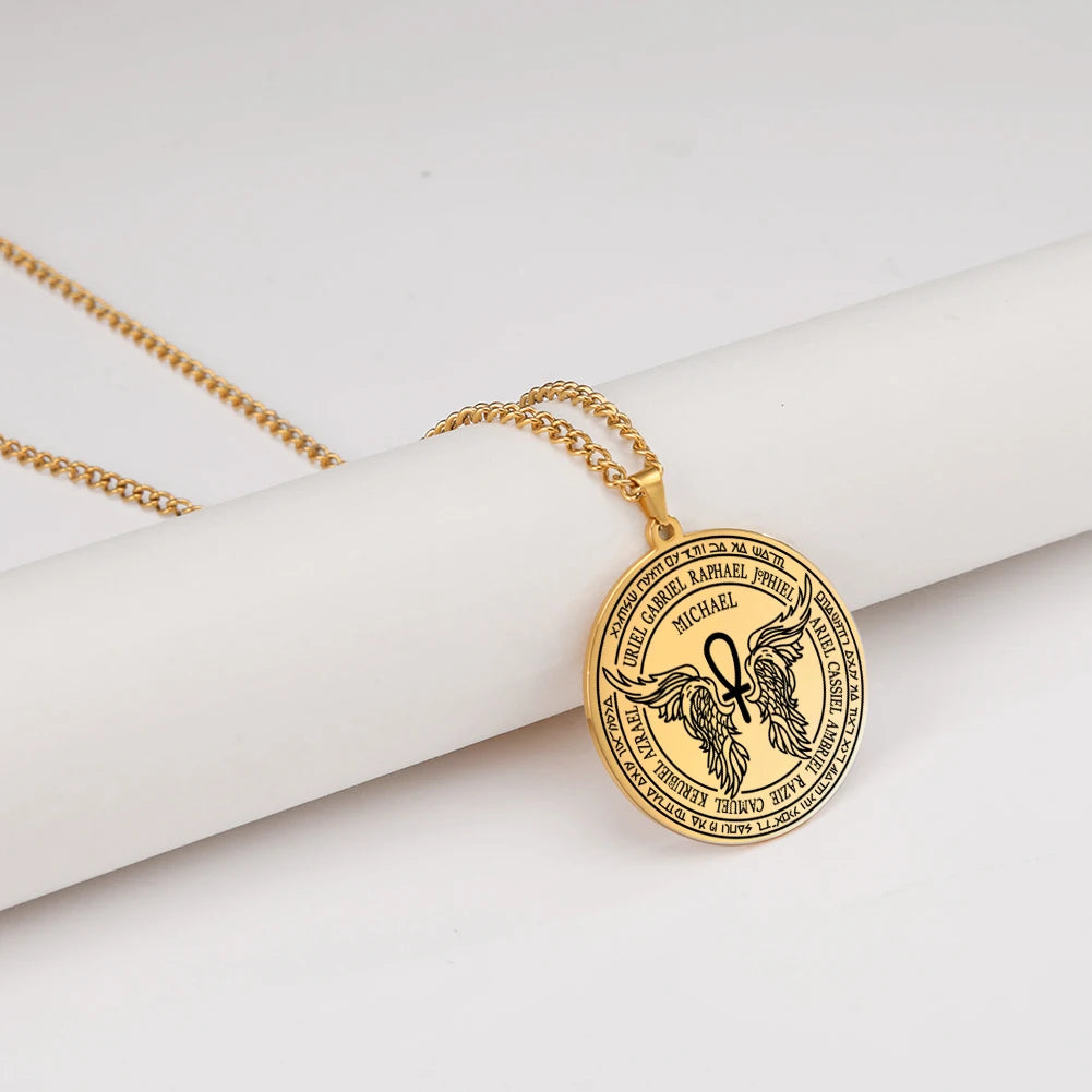 Dawapara 7 Archangels Sigil Necklaces Pentacle Magical Amulet Michaelmas Lucky Protection Supernatural Talisman Necklace