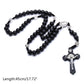 Black Wooden Christ Jesus Cross Religious Necklace Catholic Rosary Necklace Church Souvenirs Prayer Pendant Necklace