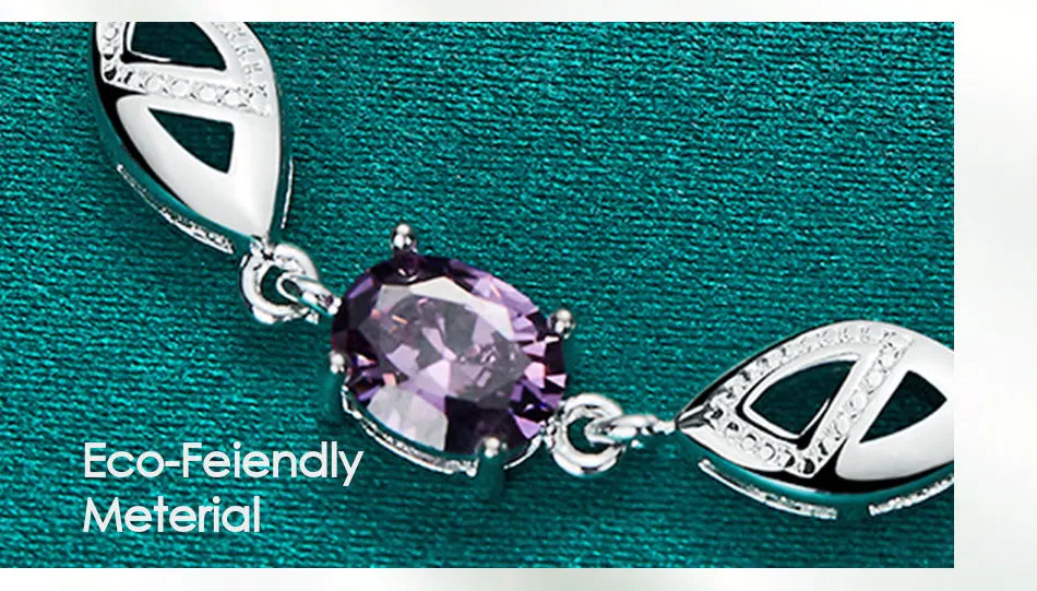DOTEFFIL 925 Sterling Silber Lila Große AAA Zirkon Armbandkette für Damen Schmuck Verlobung Party Weihnachtsgeschenk