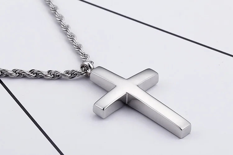 Kalen Mode Kreuz Halsketten Für Männer Hochglanzpoliert 50cm Edelstahl Kreuz Schmuck Halskette Männlich Günstiger Schmuck