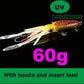SUNMILE Angel-Gummiköder Tintenfisch 20g/60g/80g/100g/120g/150g Leuchtend/UV-Tintenfisch-Jig Angelköder für Meeresangeln Wobbler Köder