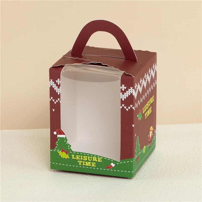 StoBag 10 Stück Cupcake-Box mit Klarsichtfenstergriffen Kuchengeschenke Geburtstag Weihnachtsfeier & Event Handgemachte Dessert-Lebensmittel 1 Loch