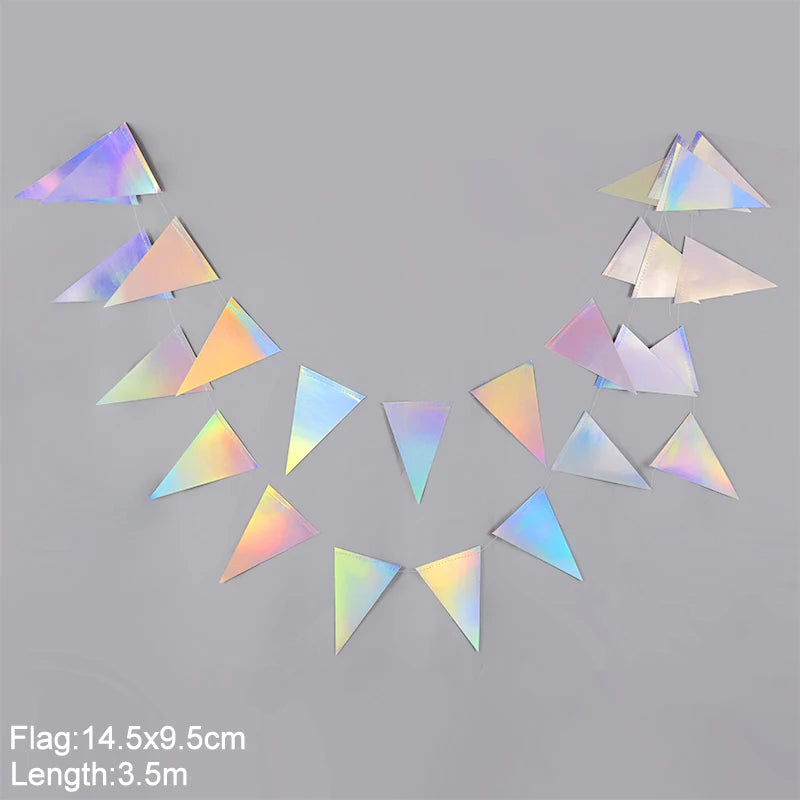 Laser Silber Papier Stern Girlande Banner Happy Birthday Party Dekoration Mädchen Junge Babyparty Hochzeit Wandbehang Dekor