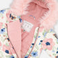 One-Piece Baby Play Snowsuit Designed For Car Seat Off-White Flower Print