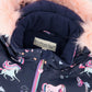 Two-Piece Play Snowsuit Navy Unicorn Print