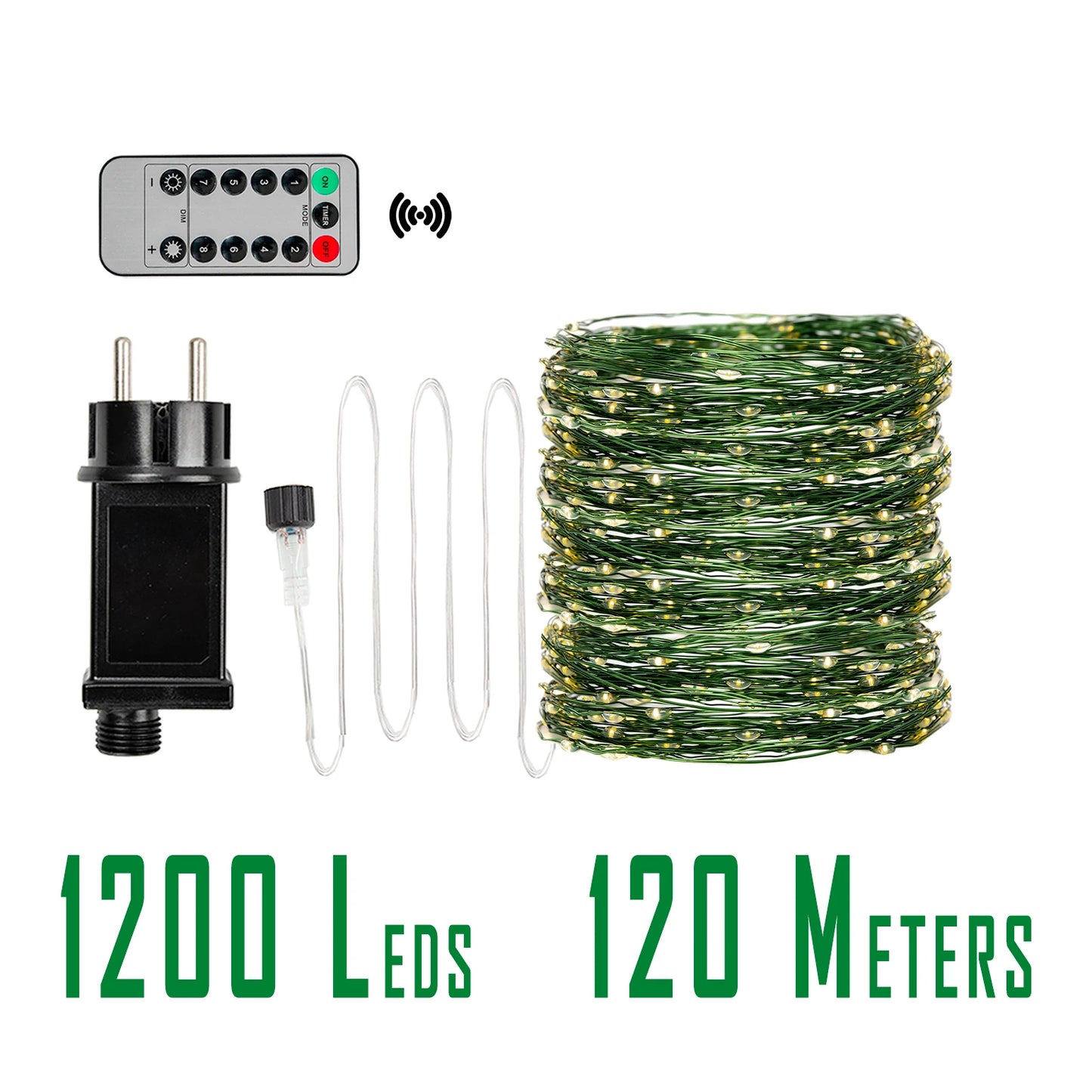 200M Green Wire 8 Modes Fairy String Light Waterproof Firefly Lamp Remote Decoration For Christmas Halloween Bedroom Wedding