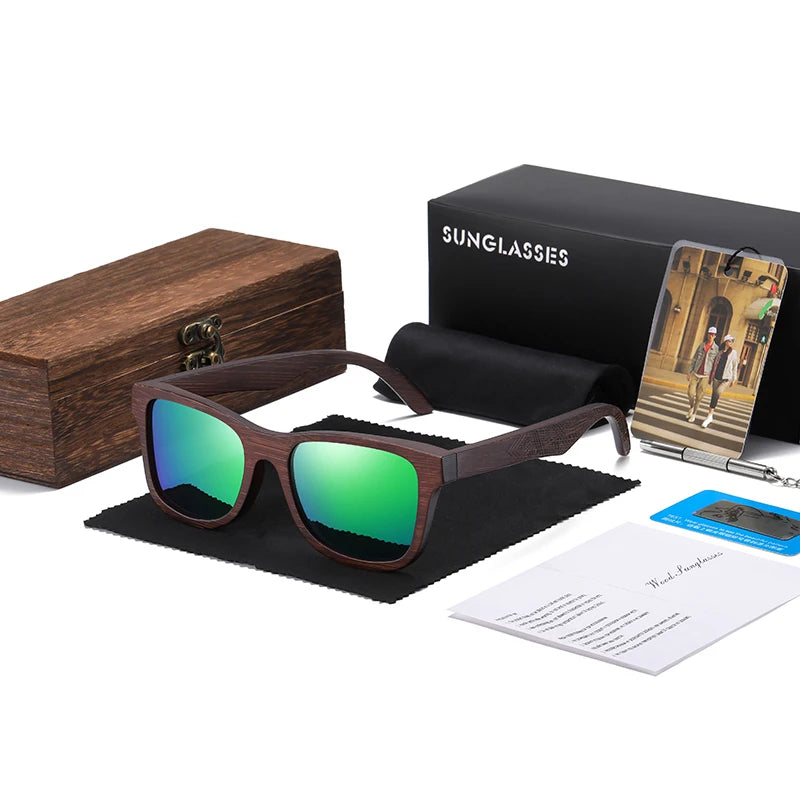 GM Natur Bambus Holz Sonnenbrille Handgemachte Polarisierte Gläser Spiegelbeschichtung Linsen Brille Mit Geschenkbox