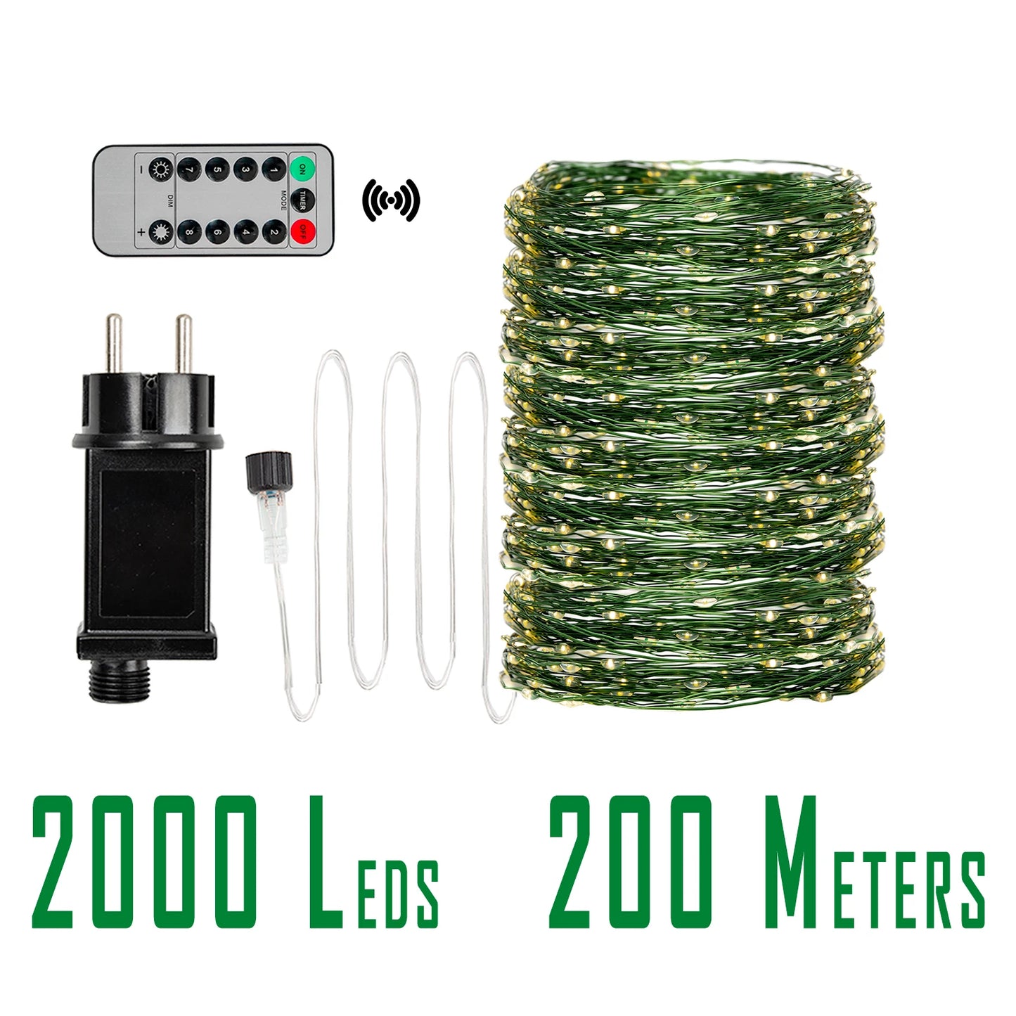 200M Green Wire 8 Modes Fairy String Light Waterproof Firefly Lamp Remote Decoration For Christmas Halloween Bedroom Wedding