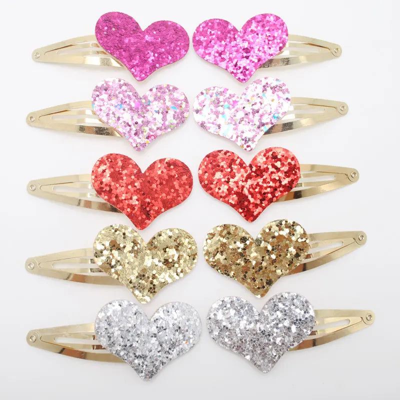 10 Stück/Los Kleine Mädchen-Haarspangen Glitzernde Herzchen Geburtstagsgeschenk Baby Mädchen Haar-Accessoires Kinder Haarspange für Kinder