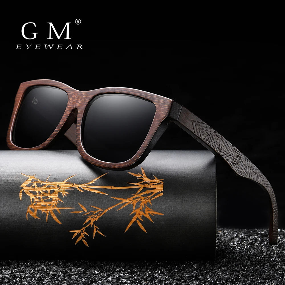 GM Natur Bambus Holz Sonnenbrille Handgemachte Polarisierte Gläser Spiegelbeschichtung Linsen Brille Mit Geschenkbox