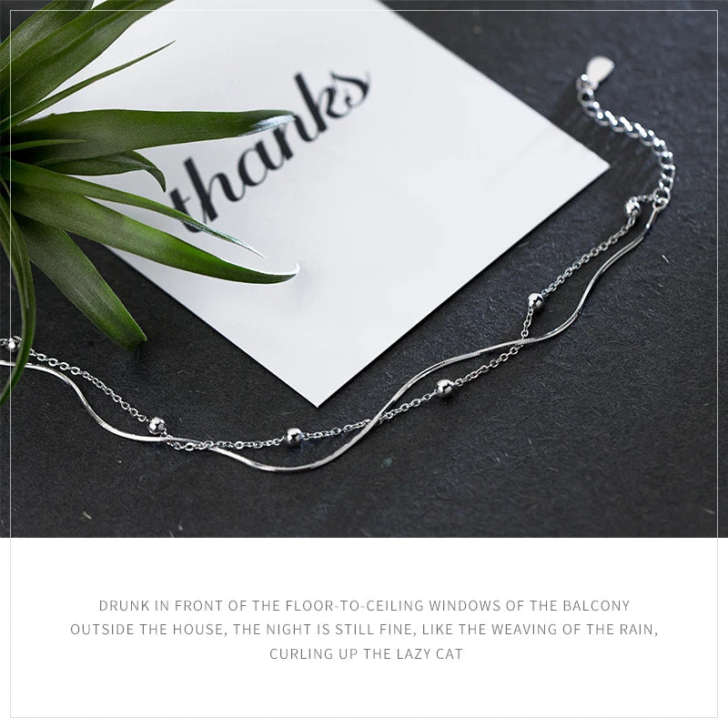 Modian Fashion einfache Perlenketten-Armbänder für Frauen, 100% 925 Sterling Silber, klassisches Charm-Armband, S925 Silberschmuck