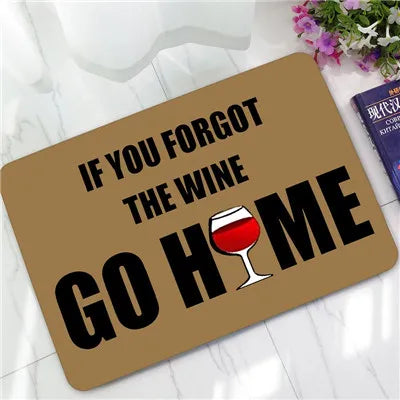 Humorous Funny Doormat Saying Quotes If You Forgot The Wine Go Home Floor Mats Non-slip Kitchen Rugs Bathroom Christmas Gift