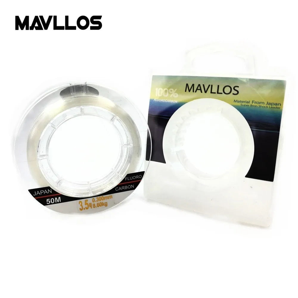 Mavllos Full Sink Fluorocarbon Angelschnur 50m 100m 100% Monofilament Karpfenschnur Vorfach Japanische Kohlefaserschnur