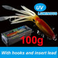 SUNMILE Angel-Gummiköder Tintenfisch 20g/60g/80g/100g/120g/150g Leuchtend/UV-Tintenfisch-Jig Angelköder für Meeresangeln Wobbler Köder
