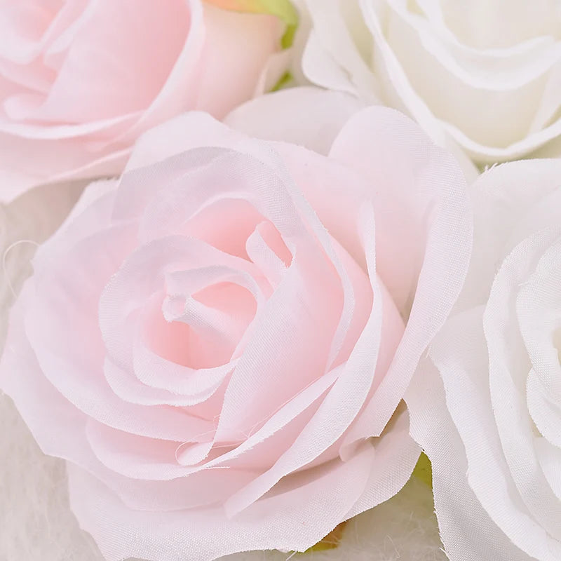 30pcs/7-8cm White Rose Artificial Silk Flower Heads DIY Wedding Home Birthday Party Decoration Wreath Scrapbooking Fake Flowers