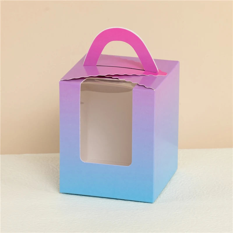 StoBag 10 Stück Cupcake-Box mit Klarsichtfenstergriffen Kuchengeschenke Geburtstag Weihnachtsfeier & Event Handgemachte Dessert-Lebensmittel 1 Loch