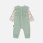Organic Cotton Bodysuit And Sleeveless Overalls Set Jade Green