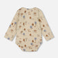Organic Cotton Onesie Beige Tree Print