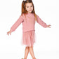Bi-Material Dress Dusty Pink With Mesh Skirt And Unicorn