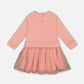 Bi-Material Dress Dusty Pink With Mesh Skirt And Unicorn