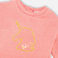 Bi-Material Dress Dusty Pink With Mesh Skirt And Unicorn