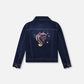 Stretch Denim Jacket Dark Blue With Glittery Hearts And Unicorn