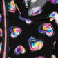 Hooded Fleece Dress Black And Multicolor With Trompe-L’Œil Bag Detail