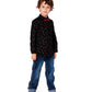 Printed Poplin Shirt Black And Multicolor With Bow Tie