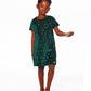 Velvet Short Sleeve Dress Forest Green