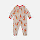 One-Piece Organic Cotton Pajama Beige Reindeer Print
