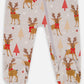 One-Piece Organic Cotton Pajama Beige Reindeer Print