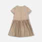 Short Sleeve Dress With Pleated Skirt Light Caramel