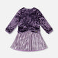 Long Sleeve Bi-Material Velour And Jersey Dress Purple Gray