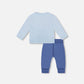 Organic Cotton Jersey Two-Piece Top And Pant Set Blue