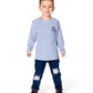 Super Soft Long Sleeve Striped Jersey T-Shirt Light Blue